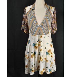 Free People Multi Patterned White Gold Dress - 12